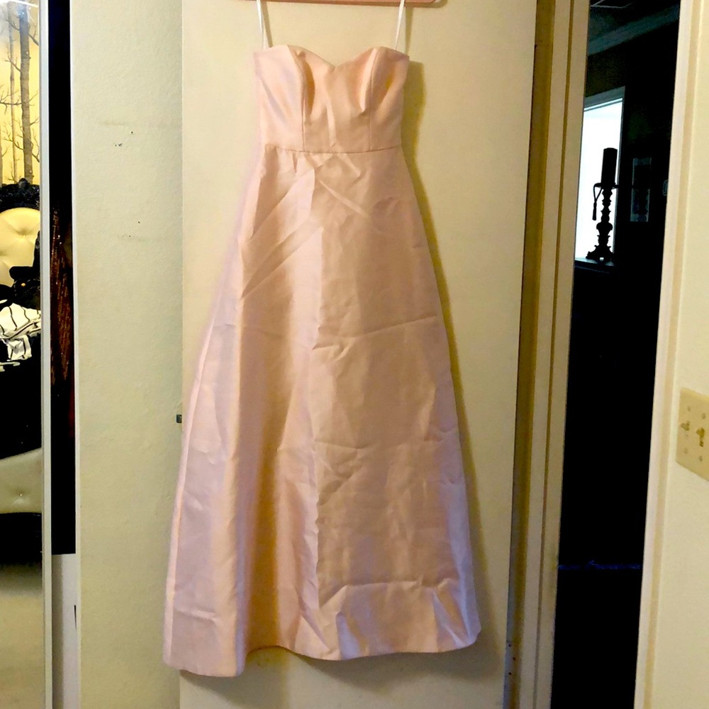 Blush satin strapless gown